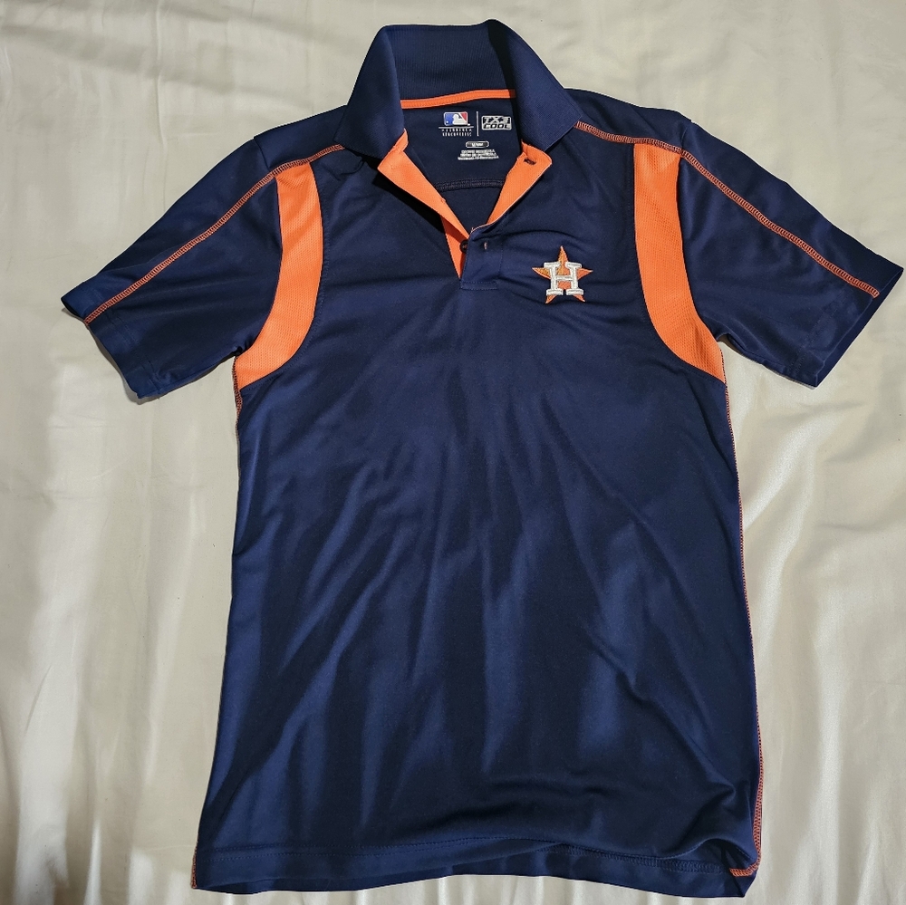 Majestic Navy and Orange Astros Polo